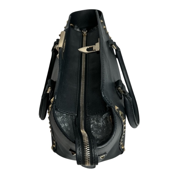 VALENTINO GARAVANI Grained Calfskin Small Rockstud Tote Black ~Authentic - Picture 9 of 14